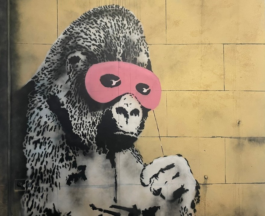 goryl z różową maską